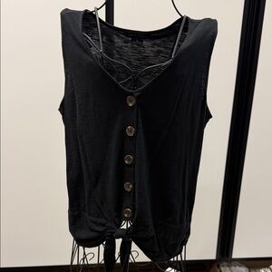 Sanctuary Black Button-Down Sleeveless Top